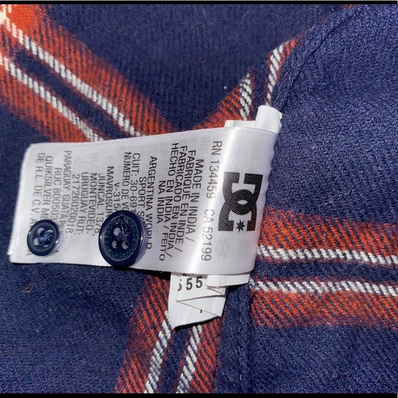DC Flannel Hoodie Button down shirt LG 14 - Picture 3 of 5
